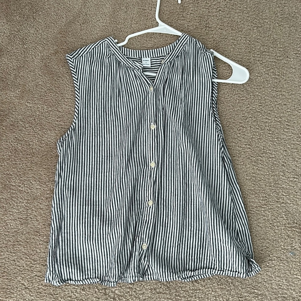 Blue and White Striped Tank